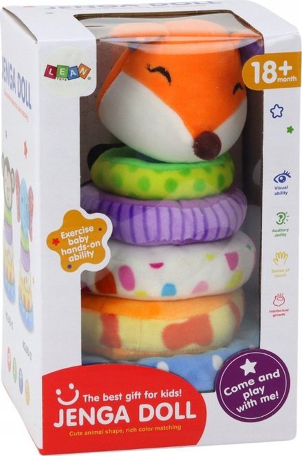 LeanToys Λούτρινο Παιχνίδι Pyramid Fox, Εκπαιδευτική Πολύχρωμη Μασκότ, 27 εκ.