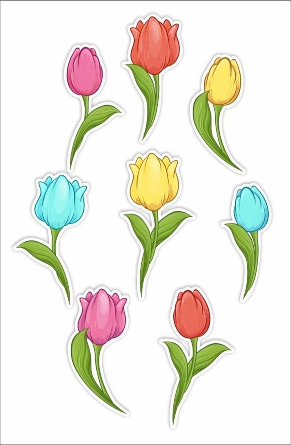 LearnHow Dekoracje okienne dwustronne - Tulipany 02 8szt