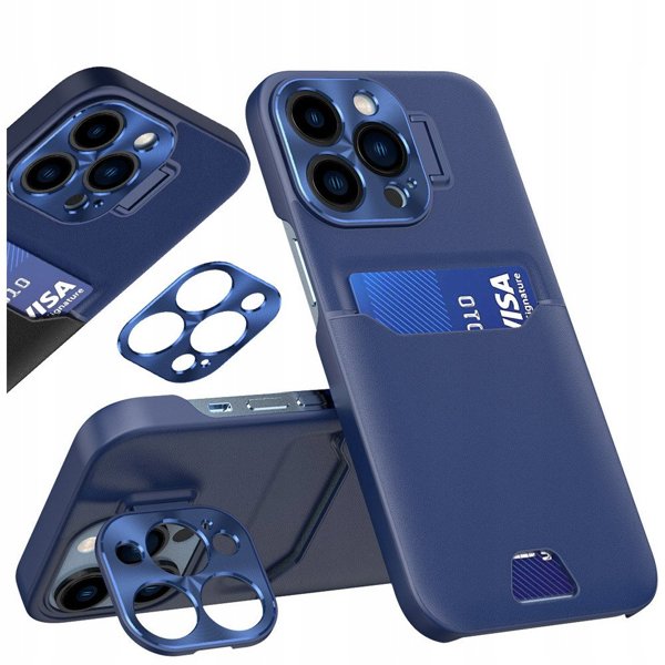 Δερμάτινη Θήκη Stand etui Samsung Galaxy S23 Ultra pokrowiec πορτοφόλι για κάρτα με βάση στήριξης μπλε