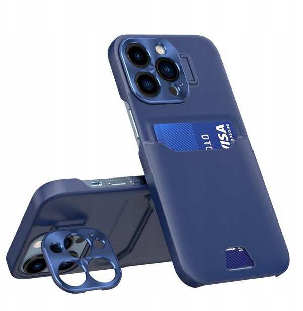 Δερμάτινη Θήκη Stand etui Samsung Galaxy S23 Ultra pokrowiec πορτοφόλι για κάρτα με βάση στήριξης μπλε