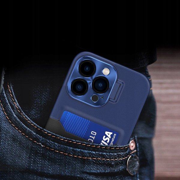 Δερμάτινη Θήκη Stand etui Samsung Galaxy S23 Ultra pokrowiec πορτοφόλι για κάρτα με βάση στήριξης μπλε