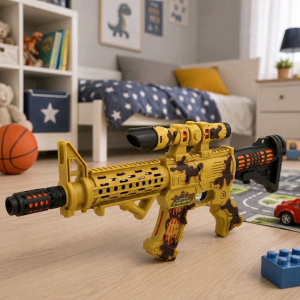 LeanToys Karabin Zabawkowy Moro Luneta Ruchomy Tłumik Światła Dźwięki 54 cm