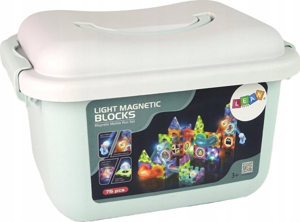 Πίστα Φωτιζόμενη για Μπάλες LeanToys, Μαγνητικά Τουβλάκια 75 Κομμάτια LEAN Toys
