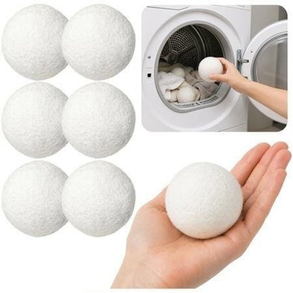 LeanToys Μάλλινες Μπάλες για Στεγνωτήριο, 7 cm, Σετ 6 Τεμαχίων