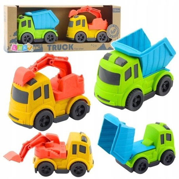 LeanToys σετ οχημάτων κατασκευής, φορτηγό ανατρεπόμενο, εκσκαφέας BIO πλαστικό