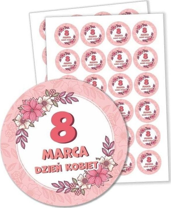 LearnHow Naklejki Dzien Kobiet - 8 Marca 48 szt.