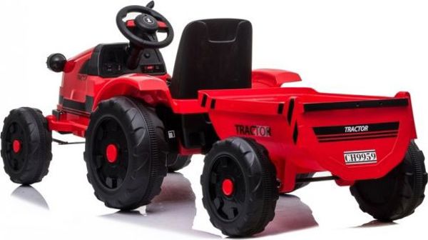 Lean Cars Ηλεκτρικό Τρακτέρ με Ρυμουλκούμενο CH9959, Bluetooth, USB, Κόκκινο, για Παιδιά 3+ Ετών