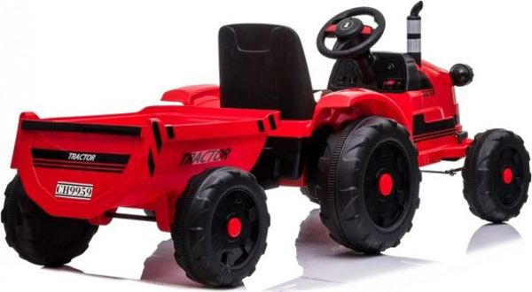 Lean Cars Ηλεκτρικό Τρακτέρ με Ρυμουλκούμενο CH9959, Bluetooth, USB, Κόκκινο, για Παιδιά 3+ Ετών