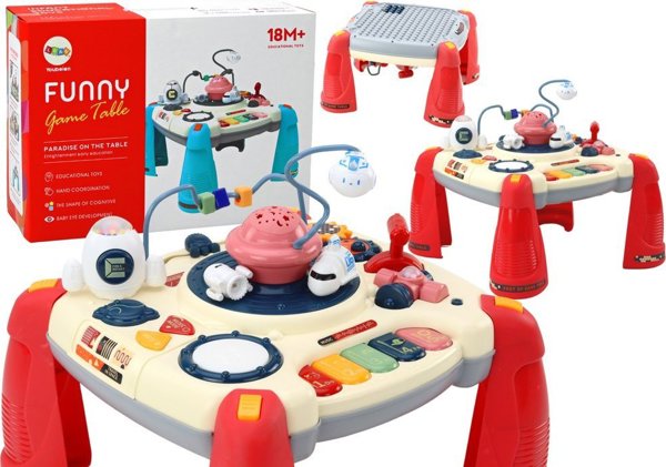 LeanToys Διαδραστικό Εκπαιδευτικό Τραπεζάκι Δραστηριοτήτων, Παιδικό Πάνελ με Πιάνο και Ηχητικά Εφέ, Κόκκινο, 18+ Μηνών
