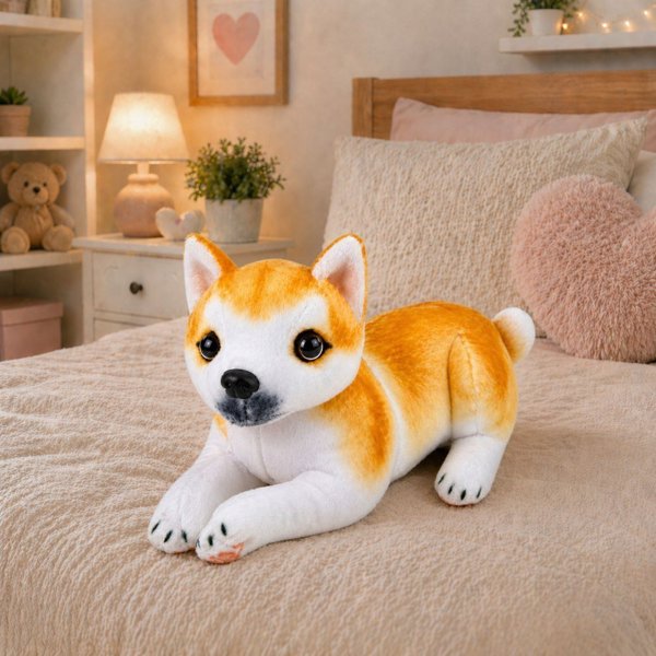 LeanToys Λούτρινο Σκυλάκι Shiba Inu, Μαλακό Μαξιλαράκι Αγκαλιάς, 25 cm