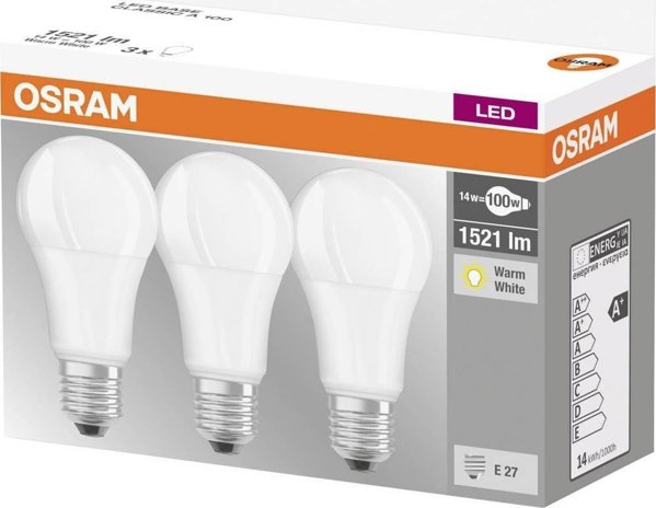 Ledvance OSRAM LED BASE CL A Fros. 13W 827 E27 (Krabička 3ks)