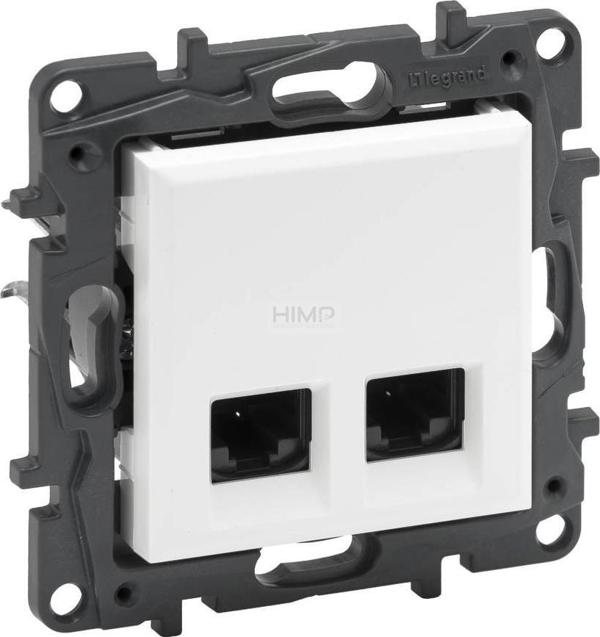 Legrand Διπλή τηλεπληροφοριακή πρίζα Legrand Niloe Step 863164 2 x RJ45 κατηγορίας 6 UTP λευκή