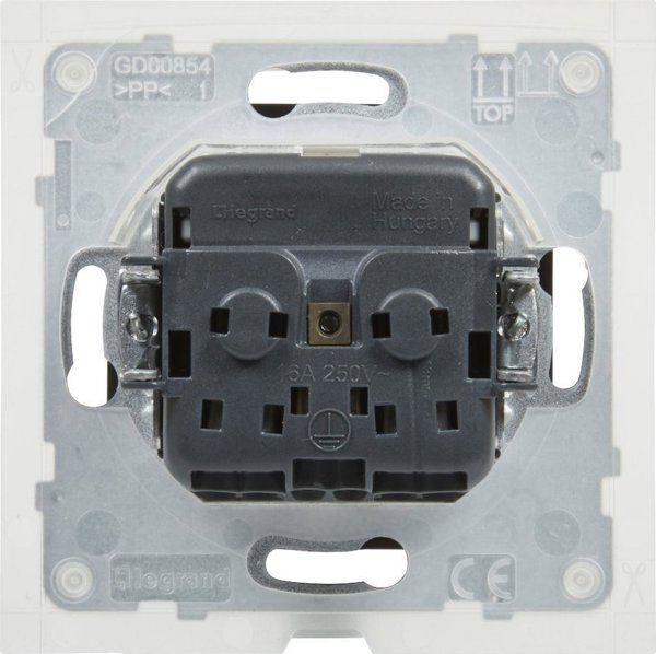 Legrand Suno Πρίζα Σούκο 2P+Z 16A 250V με Κάλυμμα IP44, Αυτόματοι Ακροδέκτες, Μαύρο - 721423