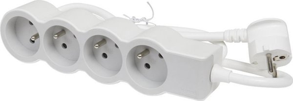 Legrand Πολύπριζο 4 Θέσεων με Διακόπτη 2P+Z, 16A, Καλώδιο 1.5m, Λευκό/Γκρι (049475)