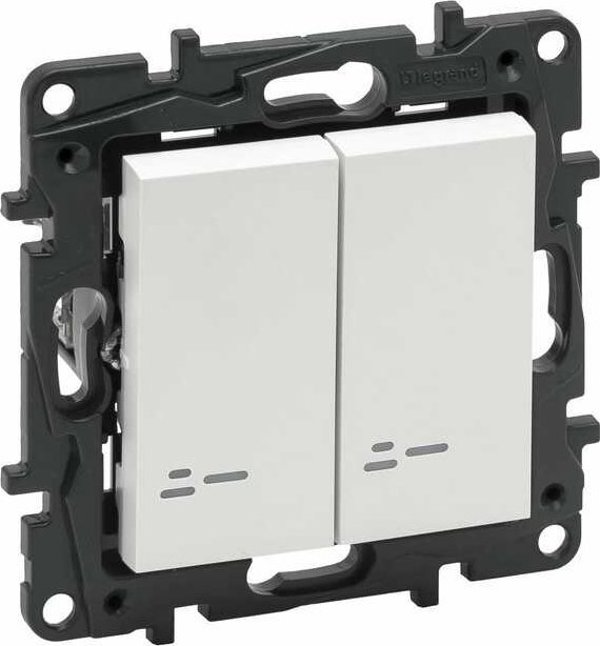 Legrand Niloe Step διπλός φωτιζόμενος διακόπτης σκάλας 10 AX λευκός