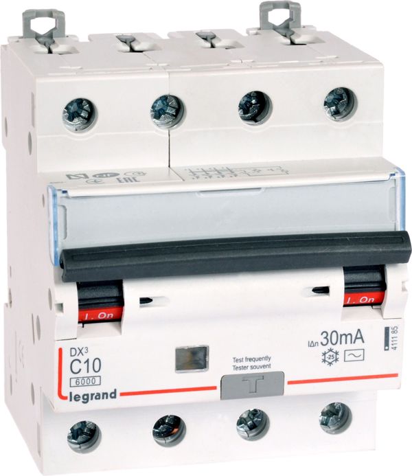 Legrand Διακόπτης διαφορικού-υπερφόρτισης 4P 10A C 0,03A τύπος AC P314 DX3 (411185)