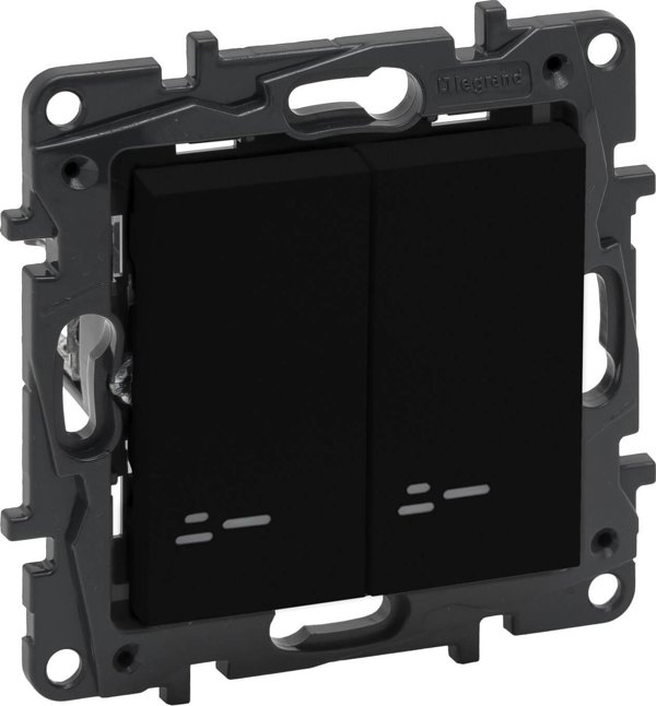 Διακόπτης φωτιστικού Legrand Niloe Step 863515 με οπίσθιο φωτισμό μαύρος