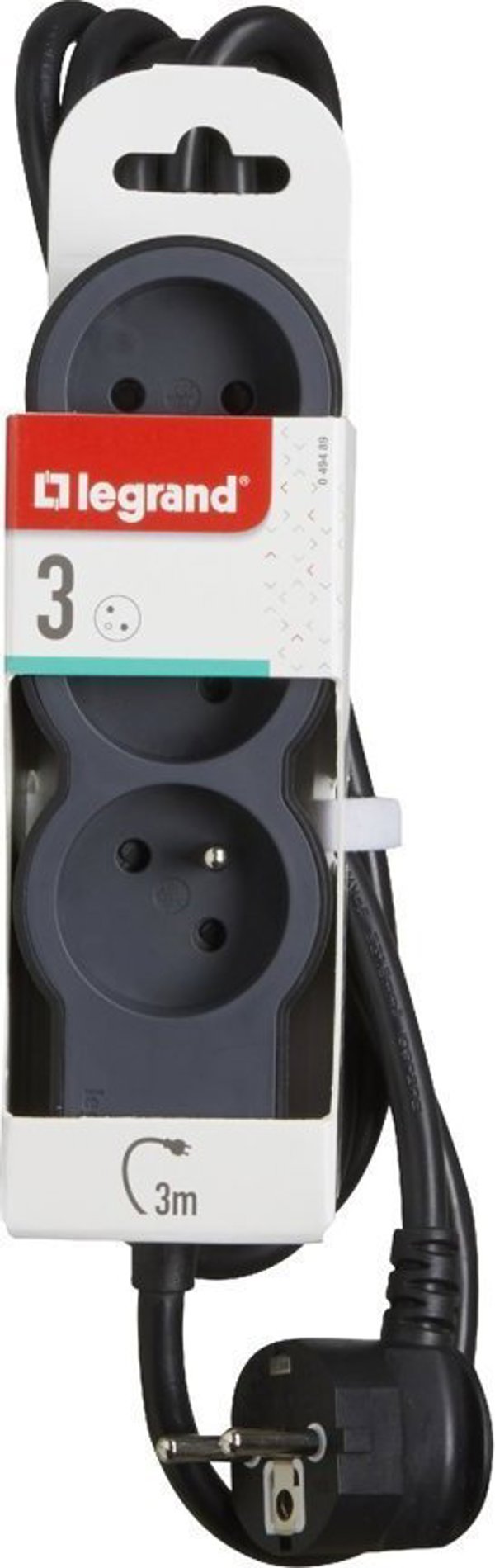 Legrand Πολύπριζο Προέκταση 3 Θέσεων, 3m, 16A, Γκρι/Μαύρο - 049489