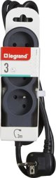 Legrand Πολύπριζο Προέκταση 3 Θέσεων, 3m, 16A, Γκρι/Μαύρο - 049489