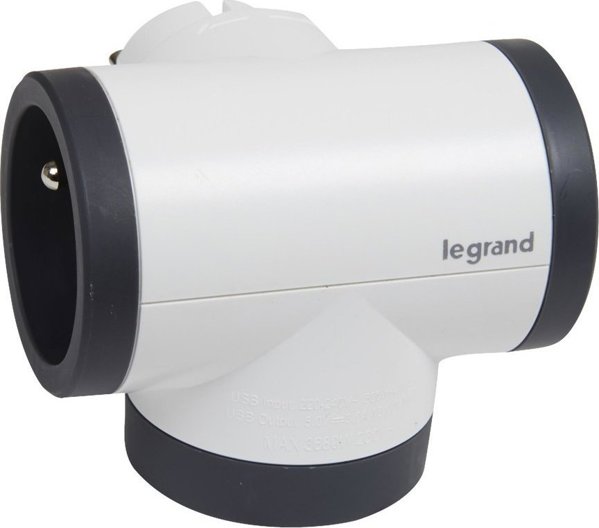 Legrand Περιστροφικός Διακλαδωτής Πρίζας 2x2P+T με Θύρες USB-A & USB-C, 3680W, Λευκό/Μαύρο (049437)