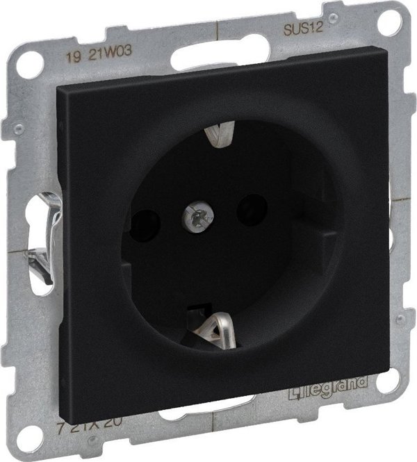 Legrand SUNO Πρίζα Σούκο 2P+Z 16A 250V με Κλείστρο και Αυτόματους Ακροδέκτες, Μαύρο - 721420