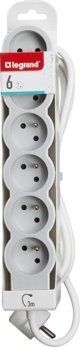 Legrand Πολύπριζο 6 Θέσεων με Καλώδιο 3m, 16A, 230V, Λευκό/Γκρι - 049494