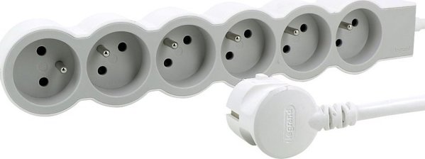 Legrand Πολύπριζο 6 Θέσεων με Καλώδιο 3m, 16A, 230V, Λευκό/Γκρι - 049494