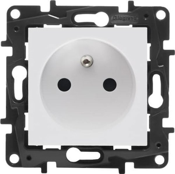 Legrand μονή πρίζα Niloe Step 863130 με γείωση, βιδωτοί ακροδέκτες, λευκό