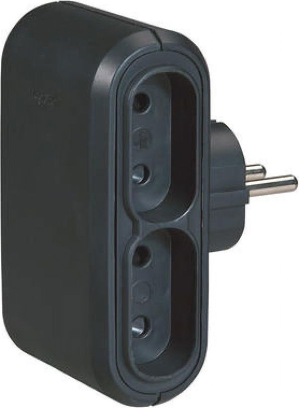 Διακλαδωτής πρίζας Legrand HELMO Euro 4x2P 6A μαύρος (50651)