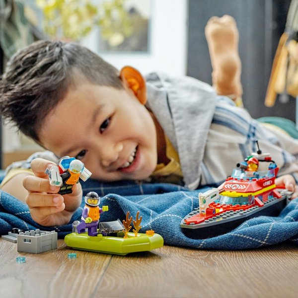 LEGO City Πυροσβεστικό Σκάφος 60373 - Παιχνίδι Κατασκευής με Μηχανοκίνητο Σκάφος