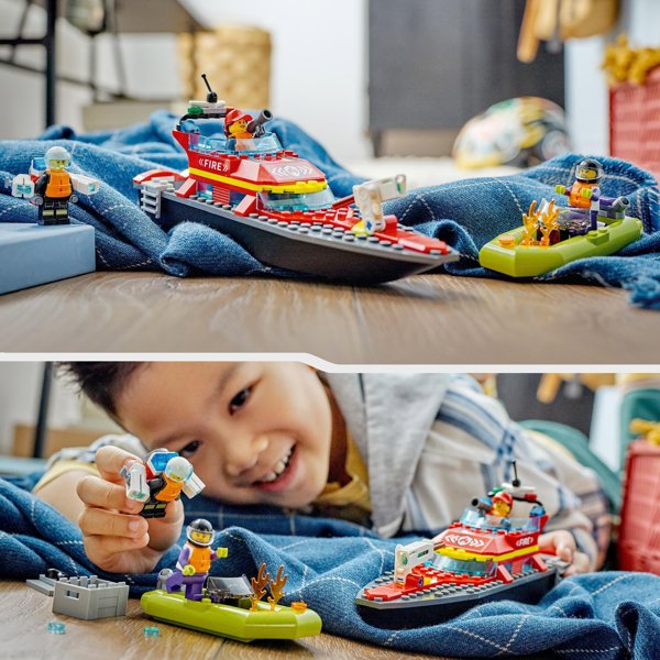 LEGO City Πυροσβεστικό Σκάφος 60373 - Παιχνίδι Κατασκευής με Μηχανοκίνητο Σκάφος
