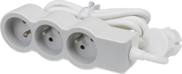 Legrand Πολύπριζο Επέκτασης 3 Θέσεων 16A 3680W, Μήκος 3m, Λευκό/Γκρι (049488)