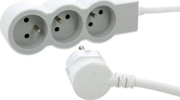 Legrand Πολύπριζο Επέκτασης 3 Θέσεων 16A 3680W, Μήκος 3m, Λευκό/Γκρι (049488)