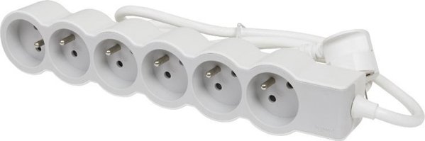 Legrand Πολύπριζο 6 Θέσεων με Γείωση, Καλώδιο 1.5m, 16A/3680W, Λευκό/Γκρι (049484)