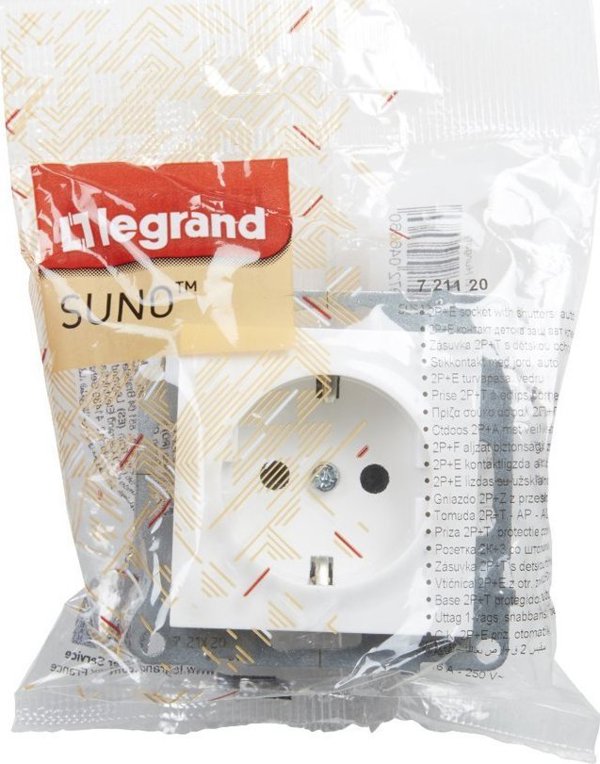 Legrand Suno Πρίζα Σούκο 2P+Z με Κλείστρο και Αυτόματους Ακροδέκτες 16A 250V, Λευκό, 721120