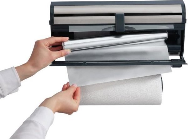 Leifheit Parat Royal 25793 Επιτοίχιος Διανομέας Μεμβράνης, Αλουμινόχαρτου & Χαρτιού Κουζίνας με Κόφτη, Ανοξείδωτος