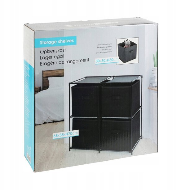 Ράφι με κουτιά αποθήκευσης Storage Solutions, μαύρο