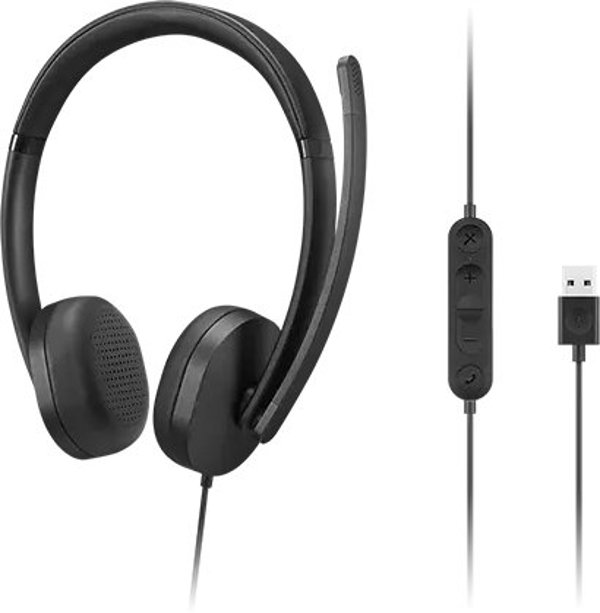Lenovo USB-A Stereo Headset Gen 2 με Μικρόφωνο, Ενσύρματα Ακουστικά, Μαύρα