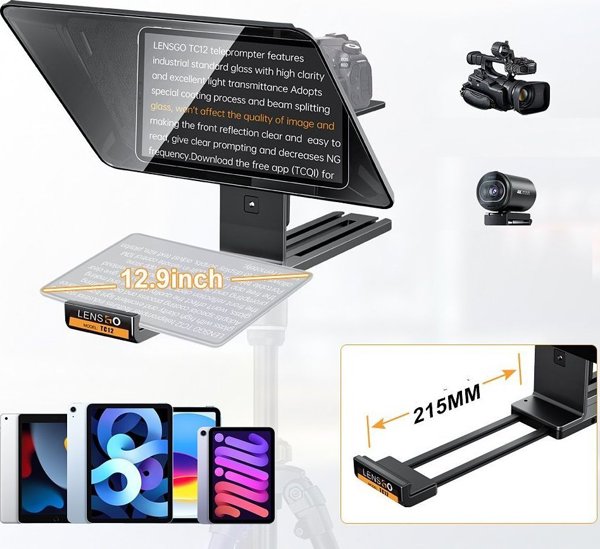 LensGo TC12 Τηλεπροτρέπτερ για Κάμερα και Tablet έως 12,9" - VLOG Monitor