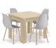 Leobert Σετ Τραπεζαρίας NP 80x80cm, Τραπέζι Dab Sonoma με 4 Καρέκλες WAT Γκρι και Φυσικά Πόδια