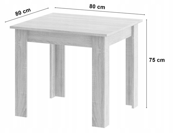 Leobert Σετ Τραπεζαρίας NP 80x80cm, Τραπέζι Dab Sonoma με 4 Καρέκλες WAT Γκρι και Φυσικά Πόδια