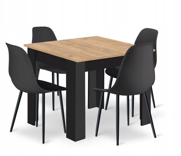 Leobert Σετ Τραπεζαρίας NP 80x80cm Artisan Με 4 Καρέκλες WAT Μαύρες, Μεταλλικά Πόδια