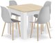 Leobert Σετ Τραπεζαρίας NP 80x80cm, Τραπέζι Dab Sonoma/Λευκό και 4 Καρέκλες WAT Γκρι με Φυσικά Πόδια