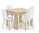 Σετ Τραπεζαρίας Leobert NP: Τραπέζι 80x80cm Δρυς Sonoma & 4 Καρέκλες WAT Λευκές με Πόδια Φυσικού Ξύλου