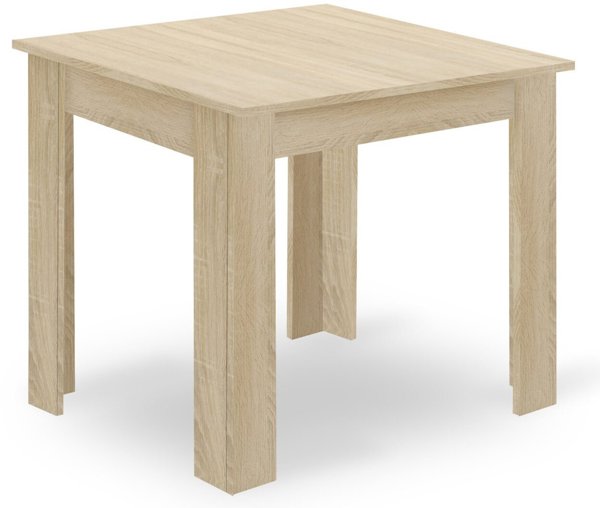 Σετ Τραπεζαρίας Leobert NP: Τραπέζι 80x80cm Δρυς Sonoma & 4 Καρέκλες WAT Λευκές με Πόδια Φυσικού Ξύλου