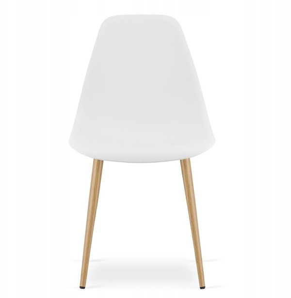 Σετ Τραπεζαρίας Leobert NP: Τραπέζι 80x80cm Δρυς Sonoma & 4 Καρέκλες WAT Λευκές με Πόδια Φυσικού Ξύλου