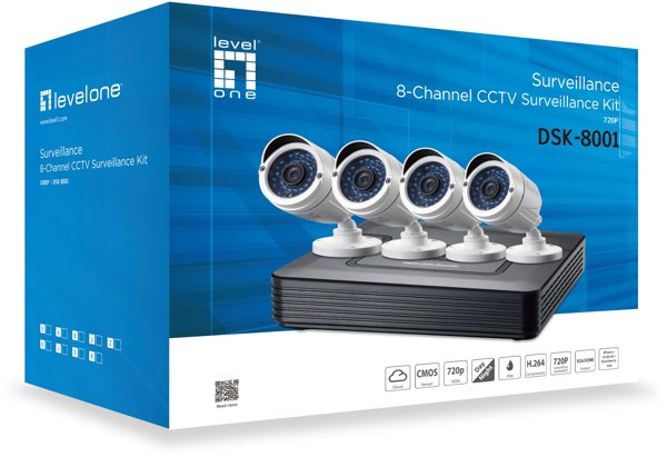 LevelOne DSK-8001 zestaw do monitoringu wideo Przewodowa 8 kan.