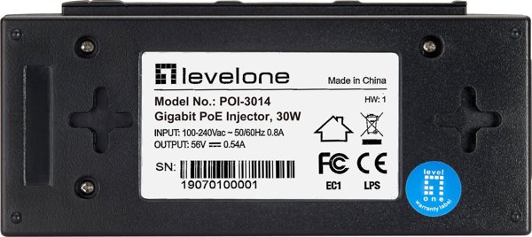 LevelOne POI-3014 Gigabit PoE Injector 30W, Μαύρο
