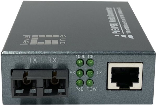 LevelOne Media Konverter RJ45->SC GE SM PoE 30W 1310nm 20km