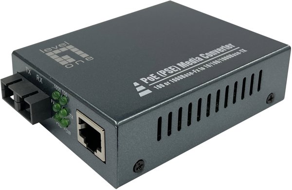 LevelOne Media Konverter RJ45->SC GE SM PoE 30W 1310nm 20km